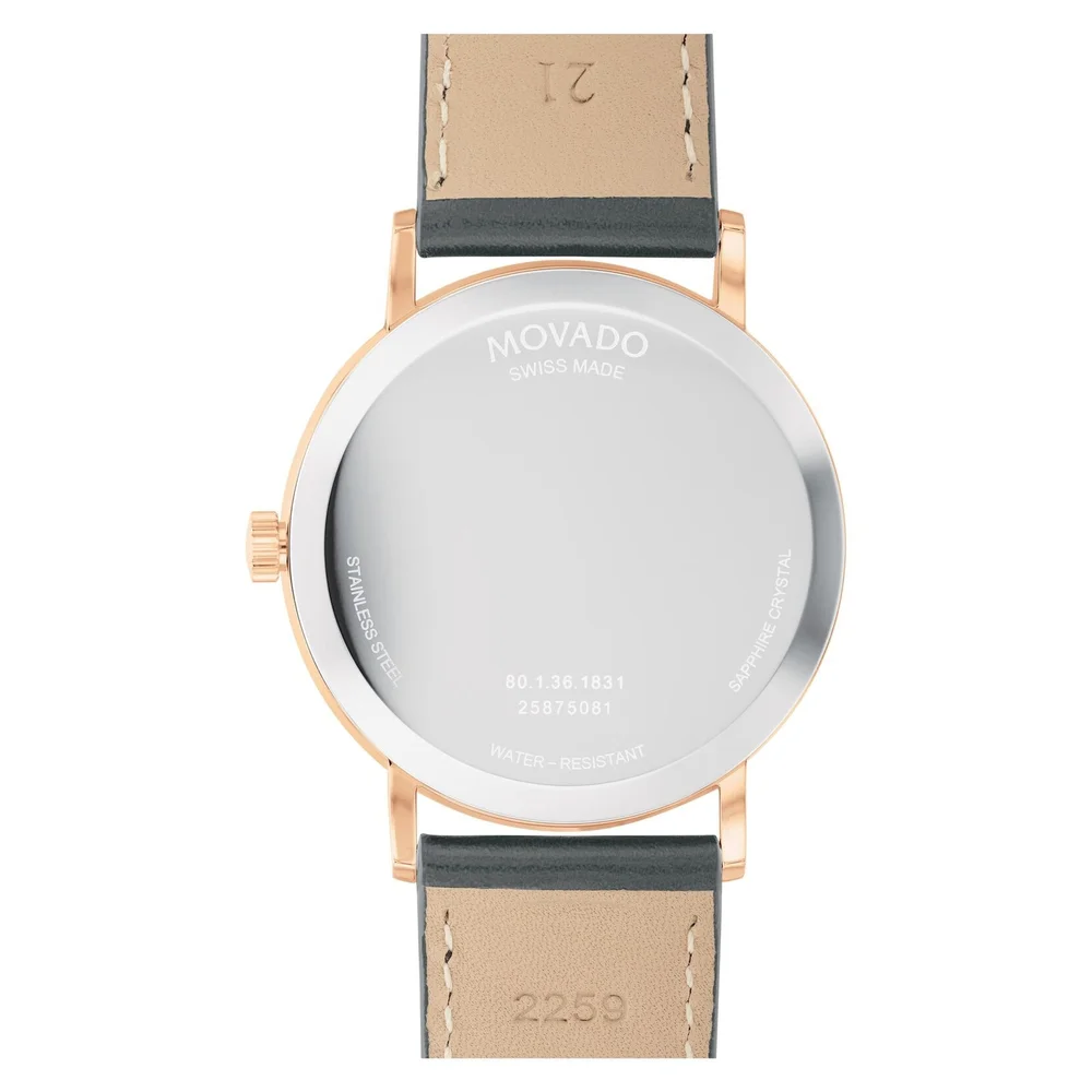 MOVADO SIGNATURE 0607834 GREY MUSEUM DIAL BLACK STRAP 40MM CASE WOMENS WATCH - Picture 3 of 3
